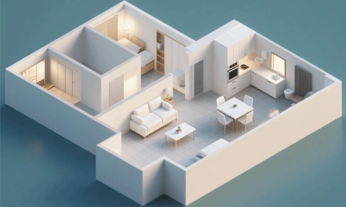 现代公寓户型等轴测图